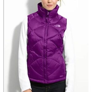 THE NORTH FACE ACONCAGUA PUFFER 550 DOWN FILL MAGENTA PURPLE VEST SIZE SMALL EUC